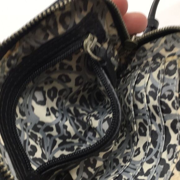 Coach Poppy Black Patent Leather Square Wristlet with Metallic Silver Lettering - Picture 11 of 16